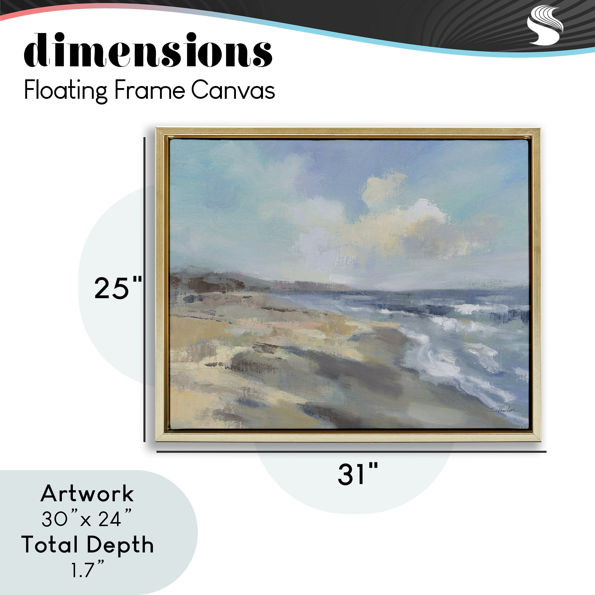 Stupell Industries Serene Morning Beach Waves Gold Framed Floater Canvas Wall Art, design by Silvia Vassileva