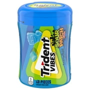 Trident Vibes Sour Patch Kids Blue Raspberry Sugar Free Gum, 40 Piece Bottle