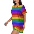 thumbnail image 2 of Kdxio Colorful Glitter Rainbow Print Pajamas Sets for Women Short-Sleeved Pjs with Lounge Shorts Two Piece Sleepwear S-4XL, 2 of 9
