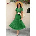 thumbnail image 2 of NAYTOAO Womens Midi Dress Summer Casual A Line Maxi Shirt Dresses Spring Short Sleeve Button Front V Neck Pockets Work Dress, 2 of 8