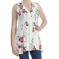 thumbnail image 2 of FREE PEOPLE Womens Ivory Floral Sleeveless V Neck Tunic Top M, 2 of 3