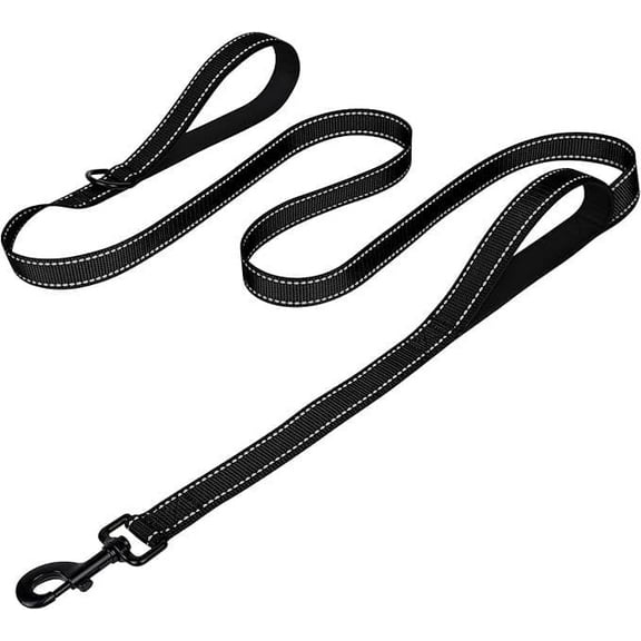 Heavy Duty Dog Leash - 2 Handles by Padded Traffic Handle for Extra Control, 6foot Long - Perfect for Medium to Large Dogs (6 ft, Black)