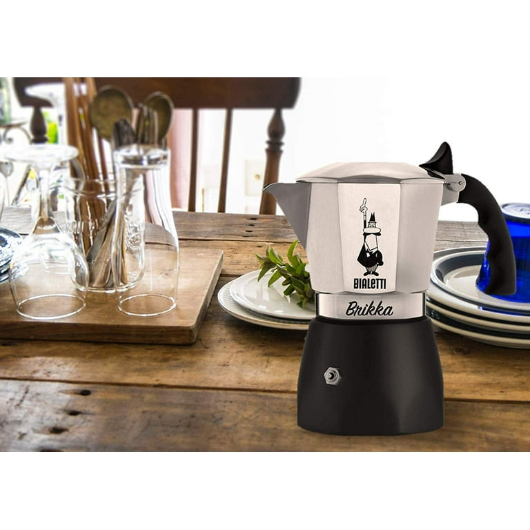  Bialetti - New Brikka, Moka Pot, the Only Stovetop Coffee  Maker, 2 Cups (3.38 Oz), Aluminum and Black & Stainless Steel Plate, Heat  Diffuser Cooking Induction Adapter, Steel: Home & Kitchen