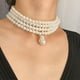 thumbnail image 3 of 2x de Cadena de Cadena de Múltiples Capas, de Imitación, Abalorios de , de Gargantilla de Clúster, Ajuste para Mujeres, Cualqui Salvador Dali Collar de perlas de imitación multicapa, 3 of 10