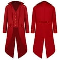 thumbnail image 2 of Queue-de-pie pour Homme Manteau Gothique Long Uniforme de Smoking Costume d'Halloween - Rouge, TTG, 2 of 7