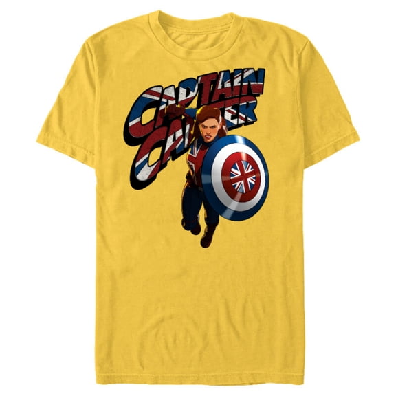 Marvel WHAT IF…? Captain Carter Union Jack - Short Sleeve Blended T-Shirt for Adults – Customized-Yellow