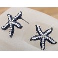 thumbnail image 2 of Alilang Synthetic Jet Black Color Playful Dancing Starfish Crystal Rhinestone Element Stud Earrings, 2 of 4