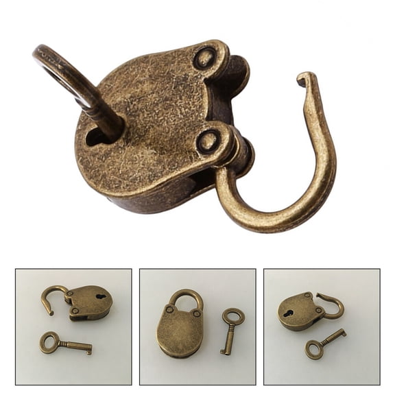 WHAMVOX Vintage Green Zinc Alloy Lock for Jewelry Box with Key Small Size Fits Various Crafts