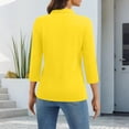 thumbnail image 5 of Bbyeadc Polo Shirts for Women 3/4 Length Sleeve Solid Color Polo Shirt Collared Slim Top Classic Going Out Shirt,Yellow(S), 5 of 5