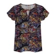 thumbnail image 6 of Nmnitkp Women's Casual Dressy Tops Floral Ruffle Pleated Short Sleeve Tops Cute Boho V Neck Loose Blouses Summer Shirts S-2XL, 6 of 8