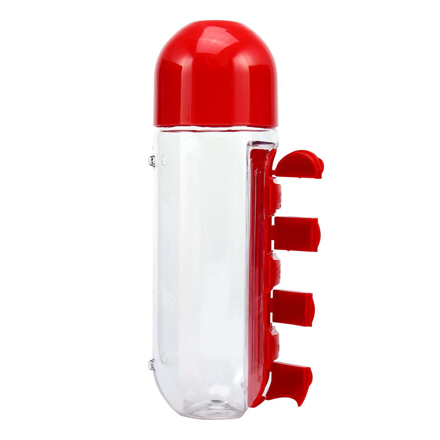 Chok 2 in 1 Water Bottle Portable Pill Insertion Organizer Water Bottle  with Built-in Daily Vitamin Holder Supplement Organizer Case (600ML) 