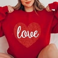 thumbnail image 4 of Hxshgdsn Womens Valentines Sweatshirt Cute Heart Graghic Crew Neck T Shirt Fleece Warm Tops Red 4 S, 4 of 5