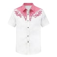thumbnail image 4 of HOWPAY Mens Shirts Short Sleeve Button down Summer Western Cowboy Print Beach Vacation Tops Casual Regular Fit Oversized Soft Clothes Pink XXL, 4 of 4
