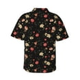 thumbnail image 3 of Picia Red White Flowers Gentle Cotton Regular Fit Short Sleeve Casual Hawaiian Shirt for Men-Medium, 3 of 9