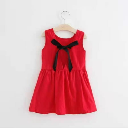 

Tking Fashion Toddler Girls Summer Princess Dress Kids Baby Party Wedding Sleeveless Dresses Red 130
