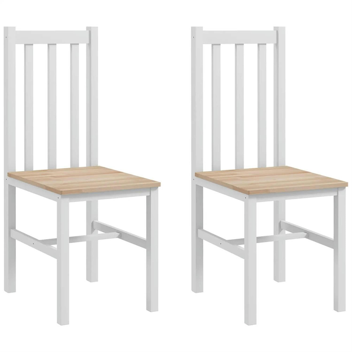 Demi Bonn Dining Chairs Set of 2, Pine Wood Farmhouse Dining Room Chairs with Slat Back for Kitchen Restaurant, Living Room, White