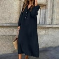 thumbnail image 2 of Lindreshi Maxi Dresses for Women Long Sleeve Fashion Women Winter Casual V-Neck Long Sleeve Button Long Dress, 2 of 6