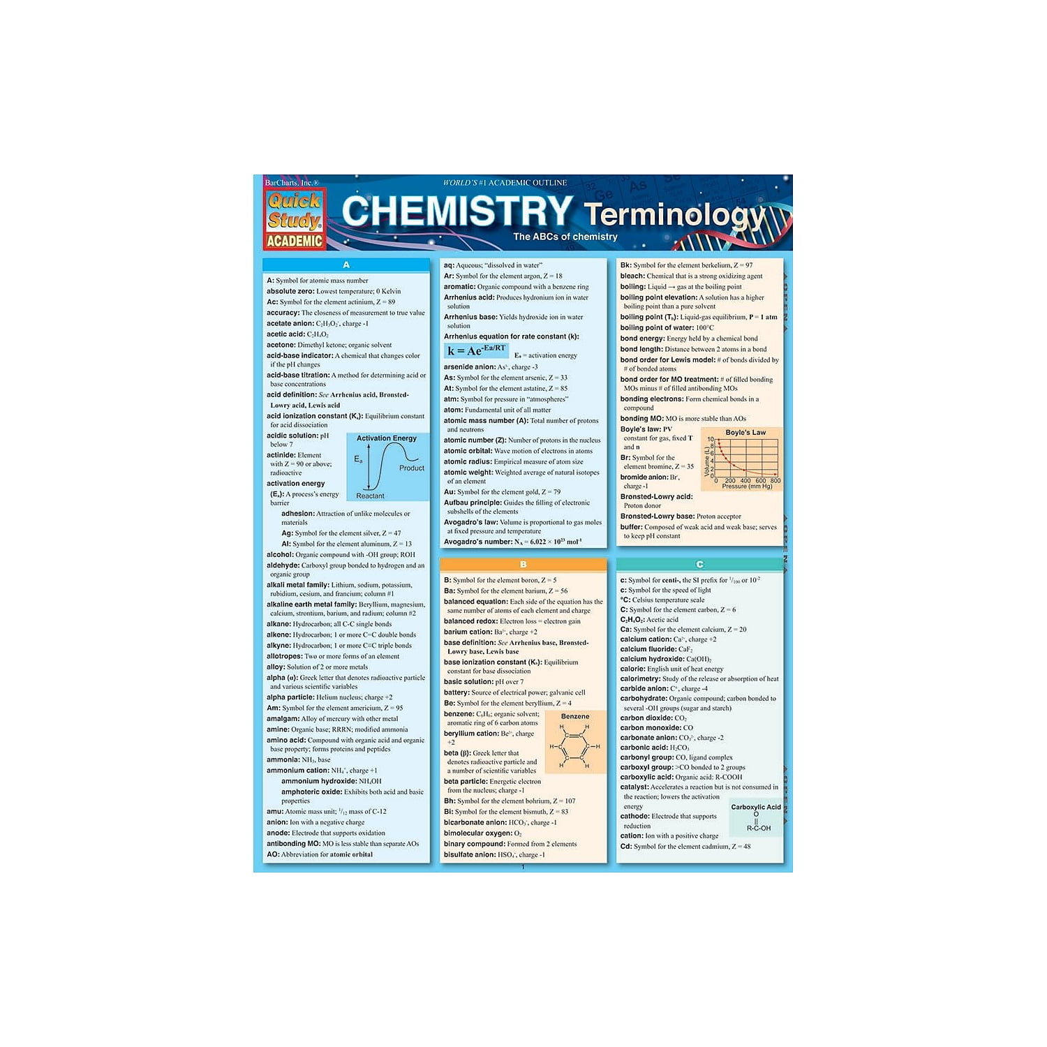 QuickStudy Chemistry Nonmagnetic Charts 8.5" x 11" 3/Pack (9781423230298)