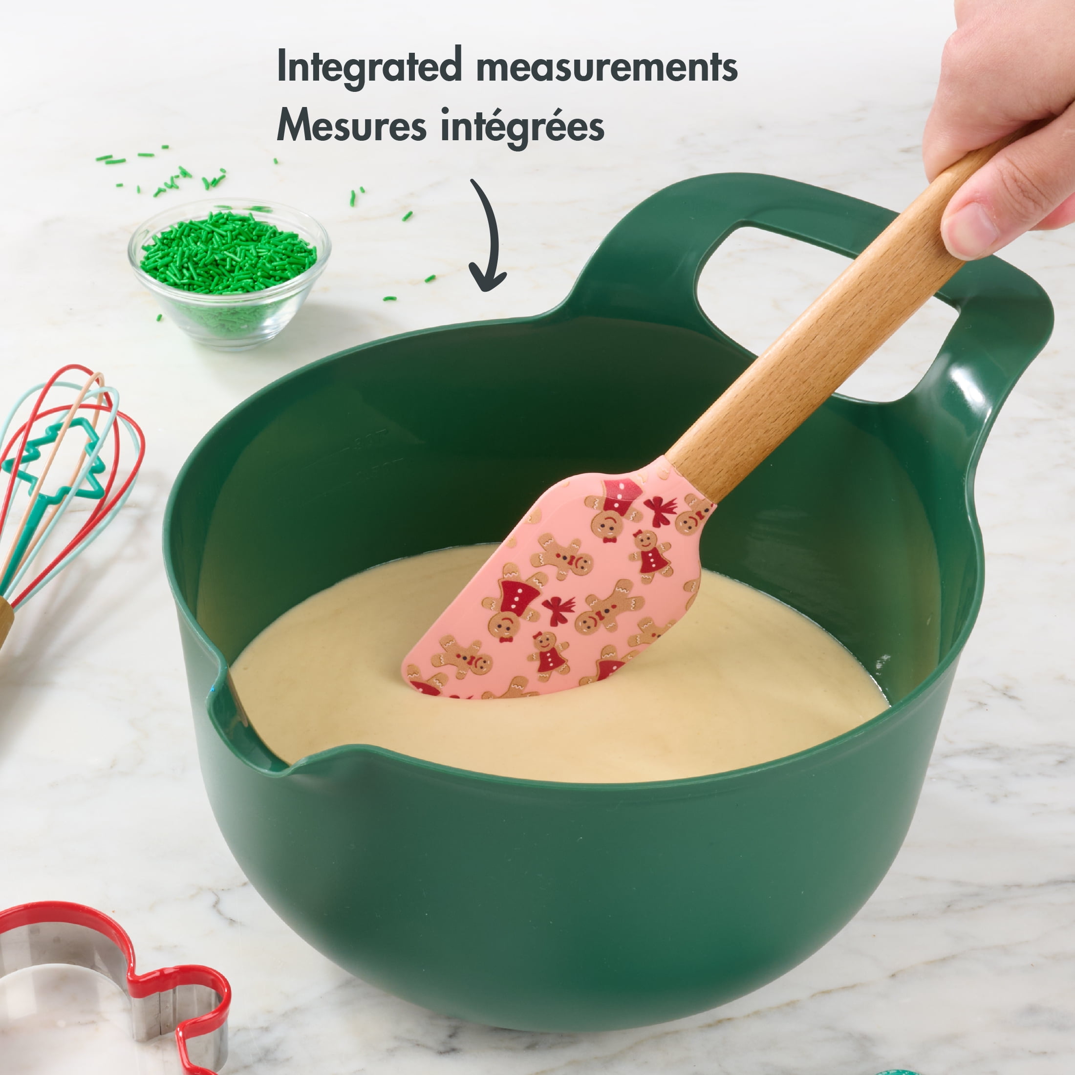 Holiday Time 3QT Kitchen Mixing Bowl, Green