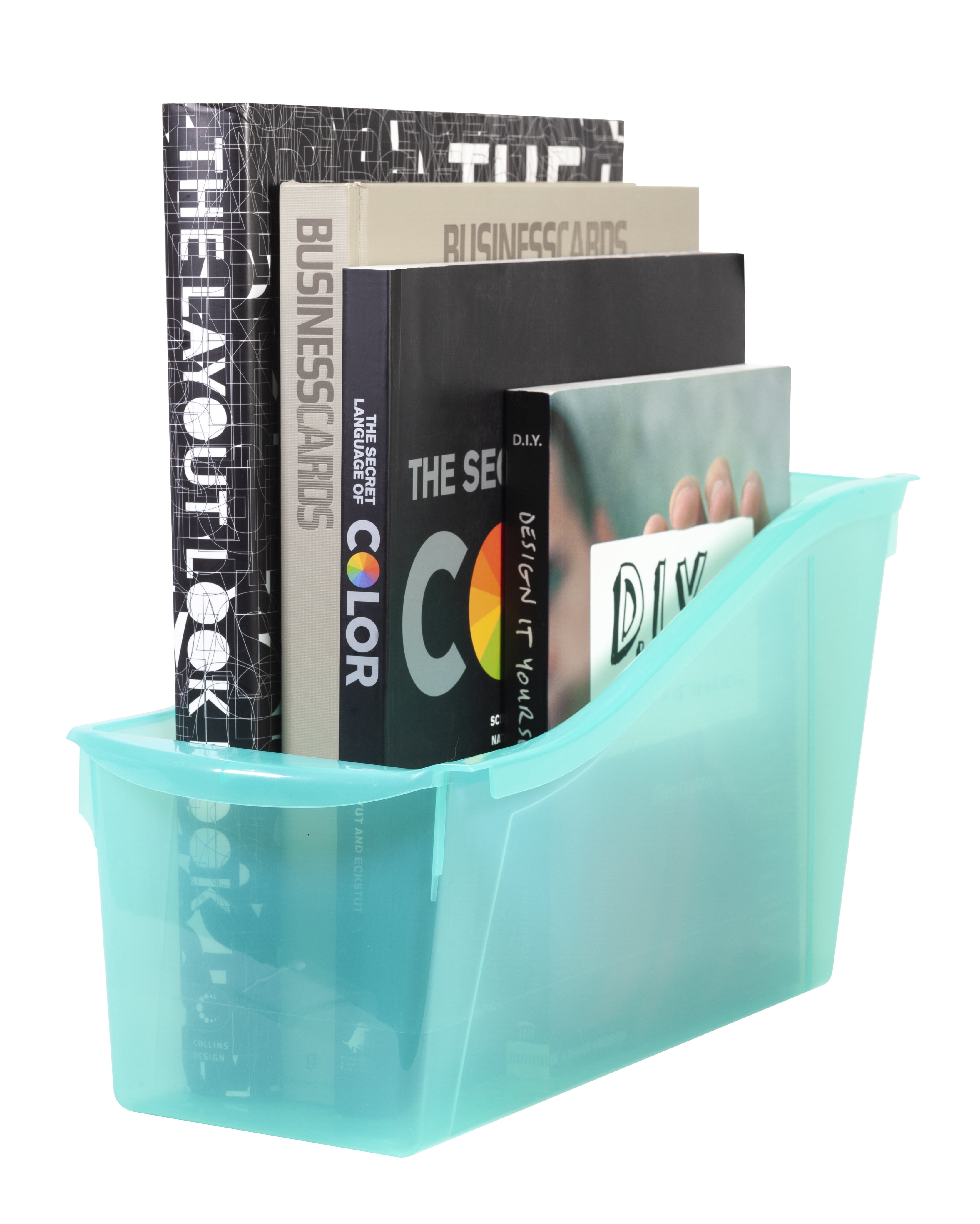 Pen+Gear Plastic Desktop Book Organzer Bin, Clear Green