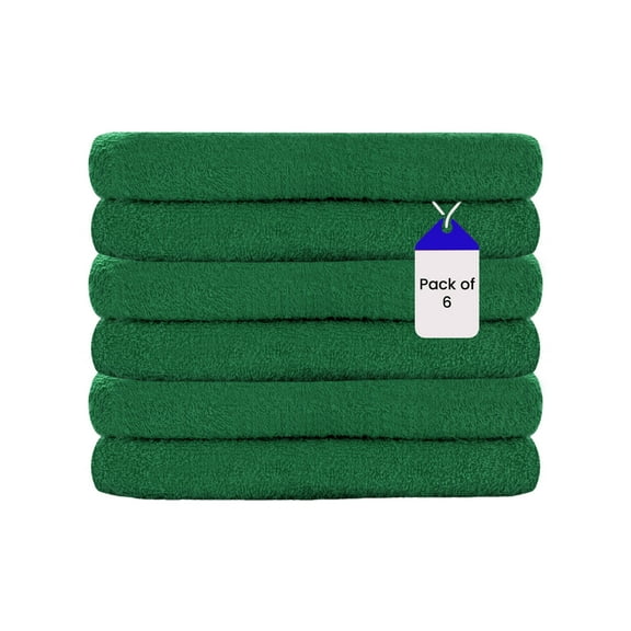 SupremePlus Luxury 550 GSM 16" x 27" 100% Ring Spun Cotton Hand Towels, Green 6 Count