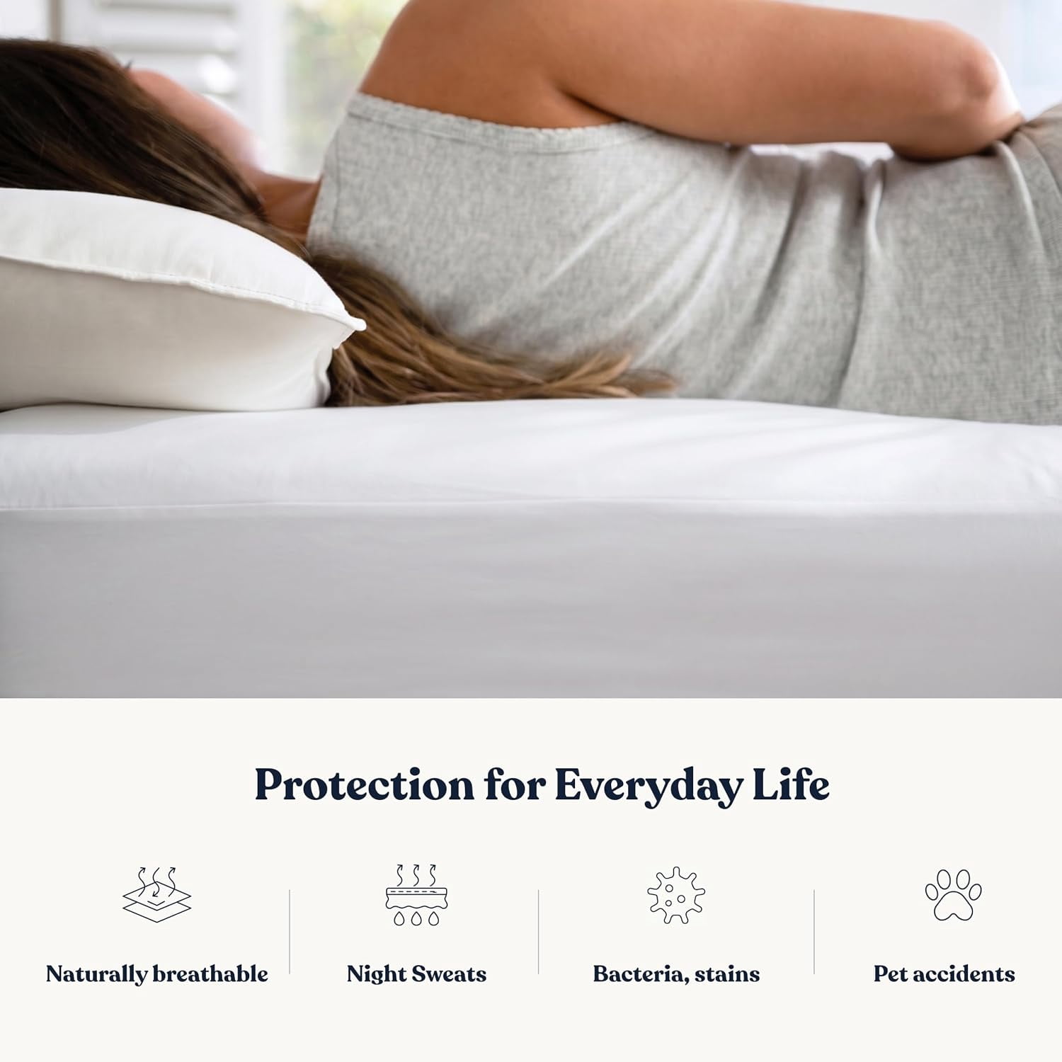 Delara Organic Waterproof Mattress Protector 100% Waterproof TPU Membrane, GOTS Certified Organic Cotton Surface, Noiseless & Breathable, 19" Deep Pocket, Machine Washable - King 78"×80"