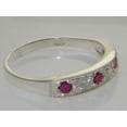thumbnail image 4 of LBG 14k White Gold Natural Diamond and Ruby Womens Band Ring (0.18 cttw, H-I Color, I2-I3 Clarity), 4 of 5