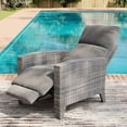 thumbnail image 3 of 150° Lay Flat Reclining Patio Chair, All Weather Wicker Outdoor Lounge with Adjustable Backrest and Footrest, Removable Cushion, Flip Up Side Table, Powder Coated Steel Frame, Garden and Patio, 3 of 8