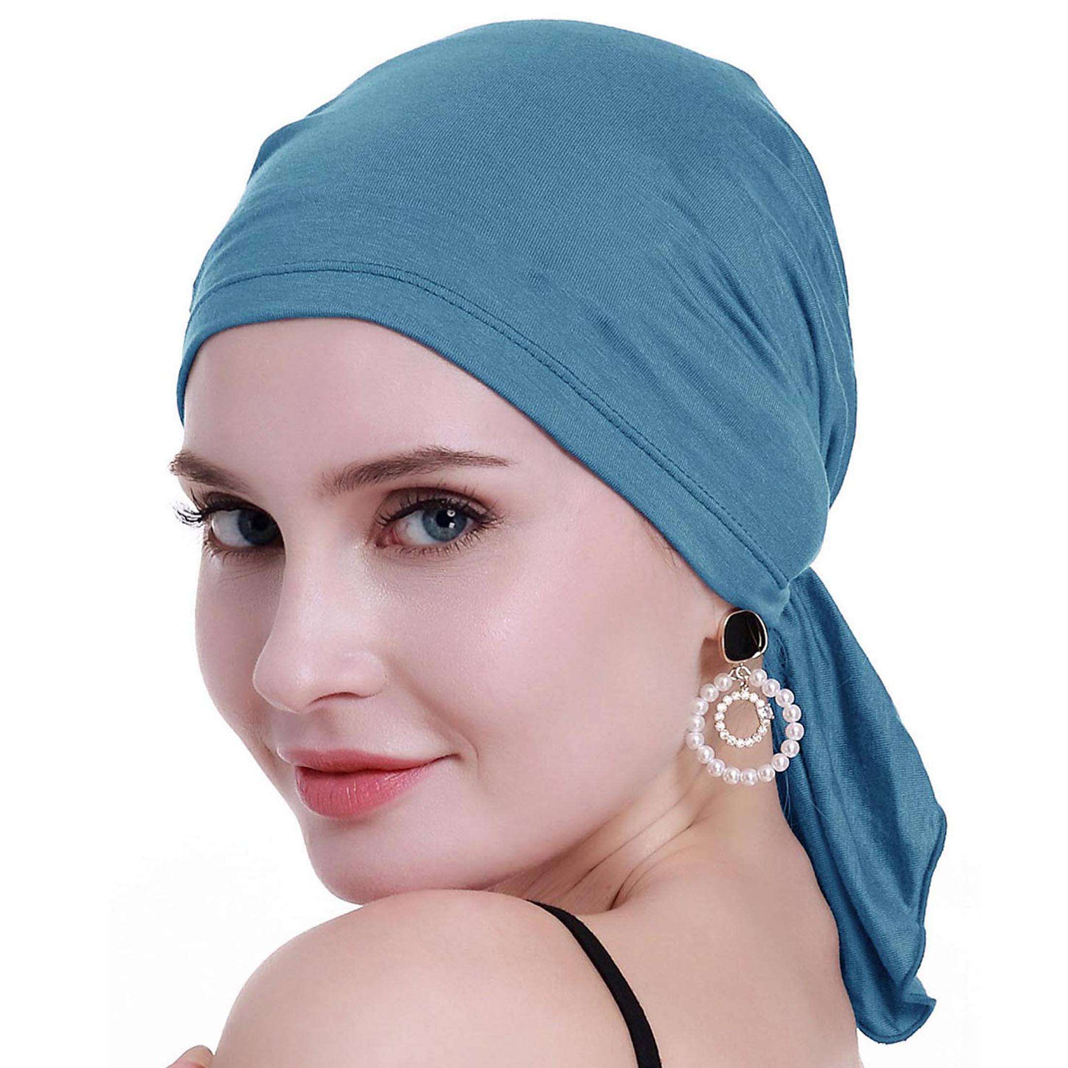 osvyo Chemo Hats Head Scarves Covers for women Slip On Bamboo Headwear Light Blue