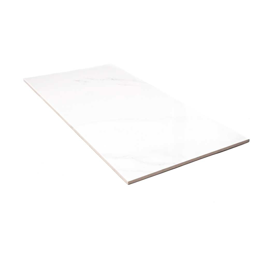 The Tile Life Cheyenne White Glossy Marble-Look Porcelain Floor & Wall Tile, 12 x 24 in, 8-Piece