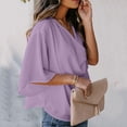 thumbnail image 6 of biudgviw Womens Tops Cowl Neck Chiffon 3/4 Sleeve Casual Shirts Loose Fit Solid Color Trendy Fall Tunic Blouses, 6 of 6