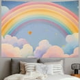 thumbnail image 2 of ERAPDAUR  Cartoon Rainbow Tapestry Wall Hanging for Kids Room, Pink Sky Clouds Stars Tapestry Ceiling Decor for Bedroom Living Room 50x40inch, 2 of 6
