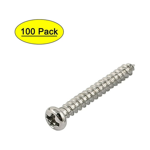 Uxcell M2 x 15mm Stainless Steel Round Head Self Tapping Screws Bolts (100-pack)