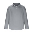 thumbnail image 1 of pstuiky Camisas de invierno de manga larga para hombre, Camisa de hombre con botones de un tercio, de playa, de manga larga, de color liso, con solapa, informal, para uso diario. xl, 1 of 5