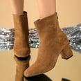 thumbnail image 7 of Mgmyaa Women's Ankle Boots Winter Comfortable Square Toe Low Block Heel Booties with Back Zipper, 7 of 7