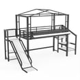 thumbnail image 6 of Bellemave Twin Size Loft Bed with Slide and Staircase, Metal Loft Beds with USB Port and LED Light, House Bed Frame with Storage and Play Space (Twin,Black), 6 of 9