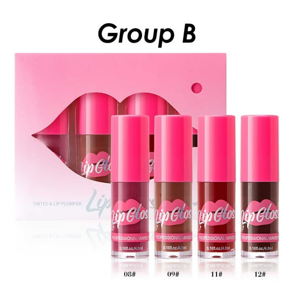 SIfdSeng Peel Off Lip Stain Lips Lasting Pearlescent Lip Glaze Border Moisturizing 4 Lip Oil Set(4.8Ml*4) Lip Stain Marker