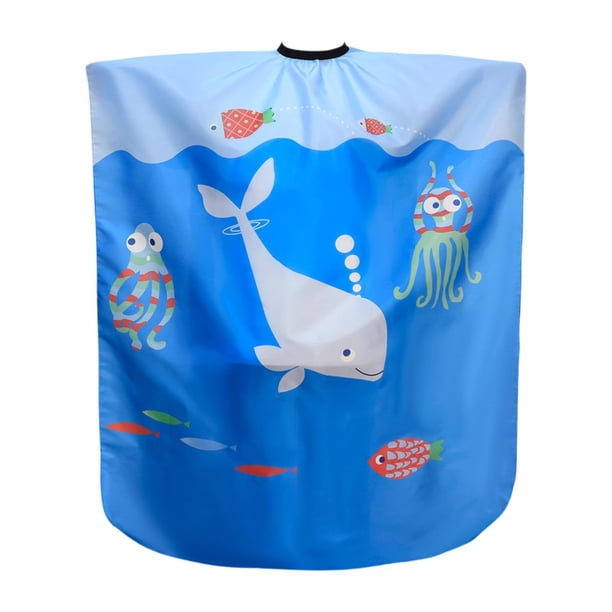 Capa de peluquero para niños, bonita capa de poliéster para cortar el pelo en el salón Ballena