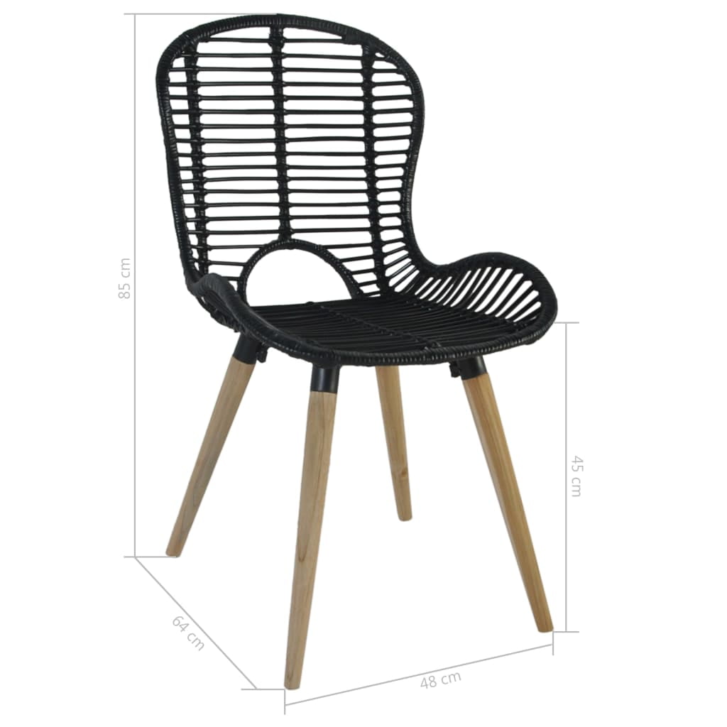 Tebru Dining Chairs 4 Pcs Black Natural Rattan Walmart Com Walmart Com