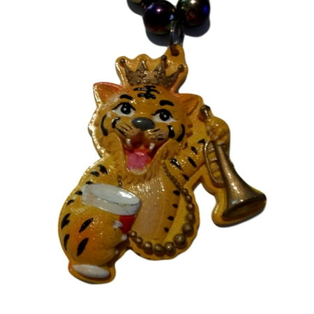 Mardi Gras King Tiger Necklace Beads Bead LSU