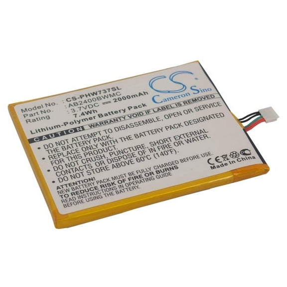 2000mAh AB2400BWMC Battery for Philips CTW737NAY, Xenium W737