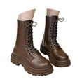 thumbnail image 3 of UngA Womens Combat Boots Style Mid-Calf Boots Lace Up Side Zipper Womans Boots Brown,Size 7, 3 of 7