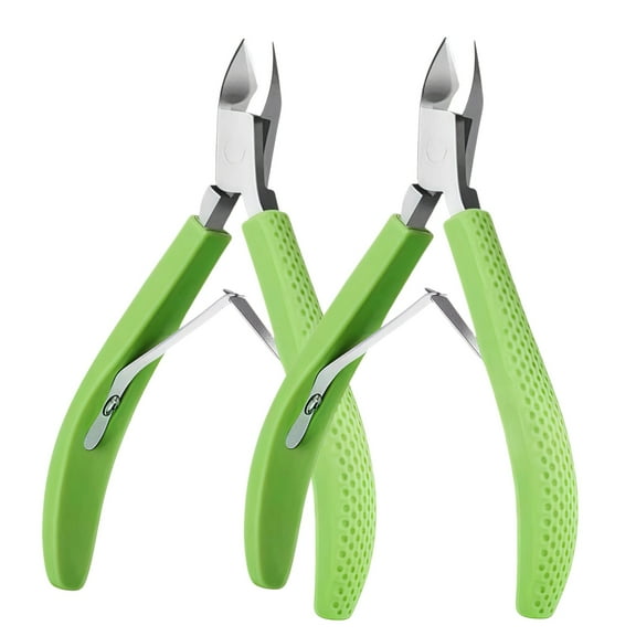 Professional Stainless Steel Cuticle Nippers - Sharp Curved Blade, Non-Slip Silicone Handle for Manicure & Pedicure 2 Pieces