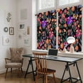 thumbnail image 5 of Watercolor Flowers Kitchen Curtain for Berdoom Living Room Cafe 45 Inch Length, Retro Spring Floral Botanical Leaves Black Tiers Curtains Light Filtering Drapes Window Treatment 2 Panels 52"Wx45"L, 5 of 8