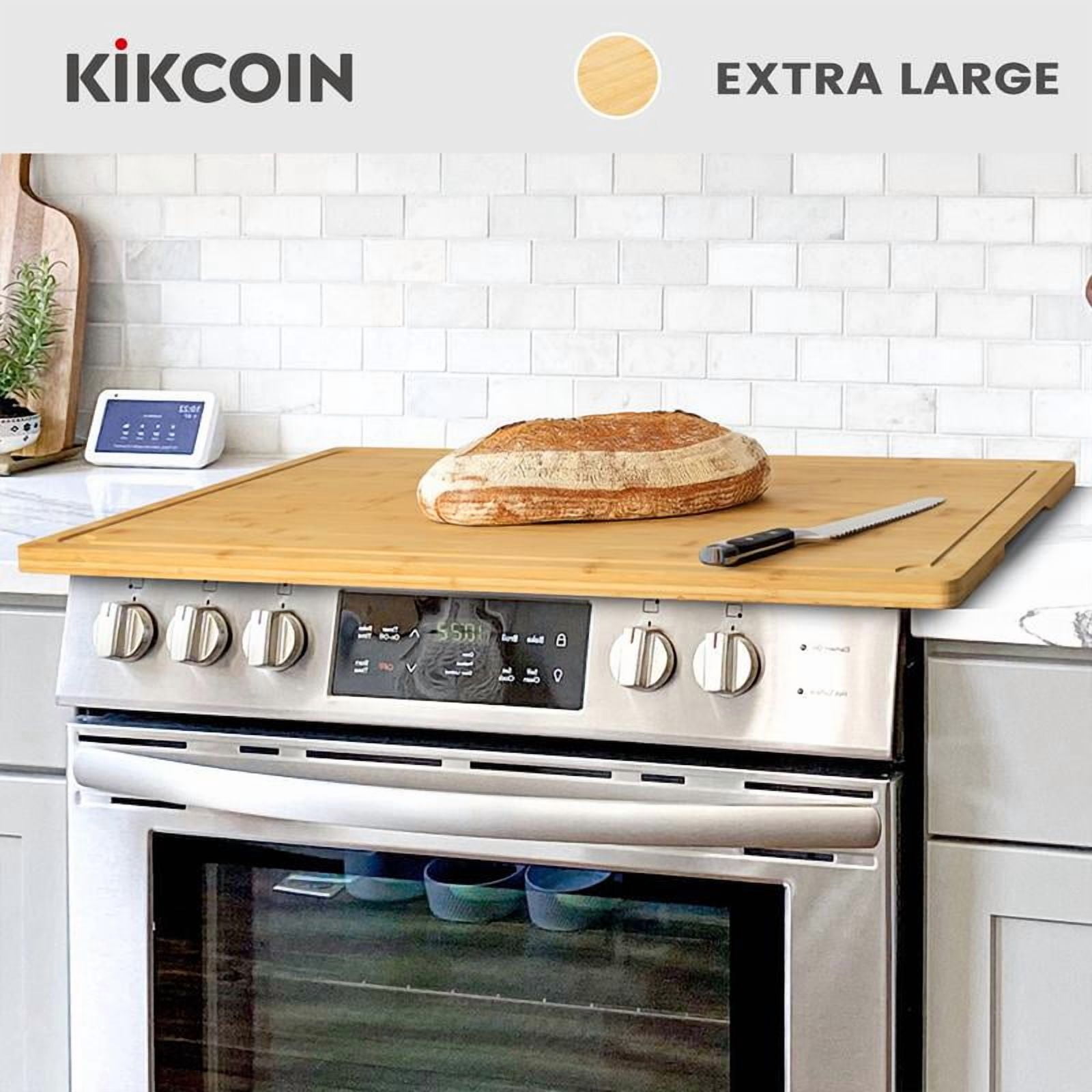 [Game-changer]Stove Oven Top Cover Kikcoin Extra Large Wooden Cutting Board Pro,Note Charcuterie Board,Pastry,Chopping Block,Handle,Juice Groove,Serving Food Tray,Kitchen 4XL:30"L*20"W Cooking