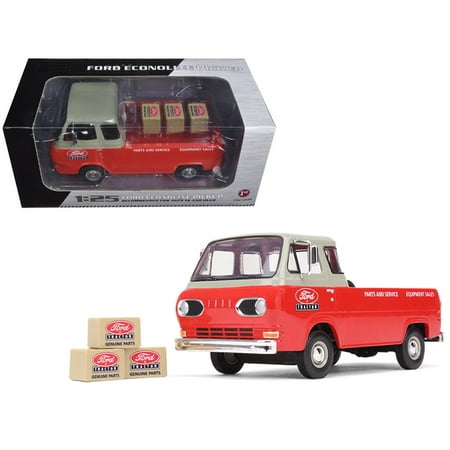 1960s Ford Econoline Pickup Red With Boxes Ford Tractor Parts Service 125 Diecast Model Car By First Gear
