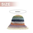 thumbnail image 2 of 56-58cm head circumference rainbow straw hat female summer sunscreen sunshade beach fisherman hat striped face covering hat, 2 of 5