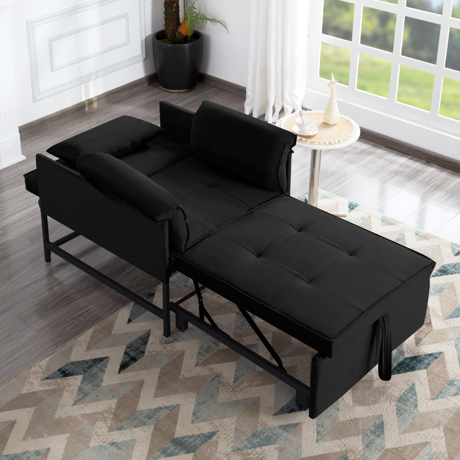 Gewnee Single Convertible Chair Bed, Sleeper Chair Bed 3 in 1, Stepless Adjustable Backrest,Armchair, Sofa Bed Pull Out Sleeper Bed Living Room, Bedroom