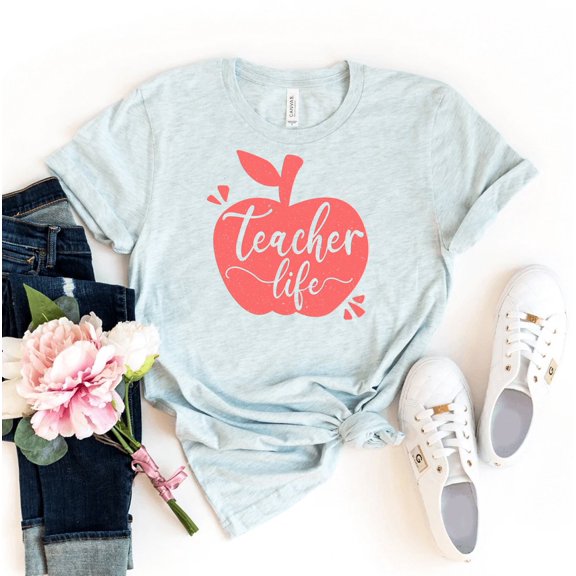 Teacher Life T-shirt Women's Teaching Top Christmas Gift For Educator Education Tee School Shirts Kindergarten Tshirt Appreciation Shirt