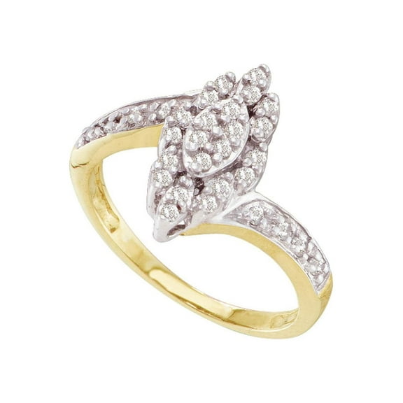Diamond Princess 10kt Yellow Gold Womens Round Diamond Marquise-shape Cluster Ring 1/4 Cttw